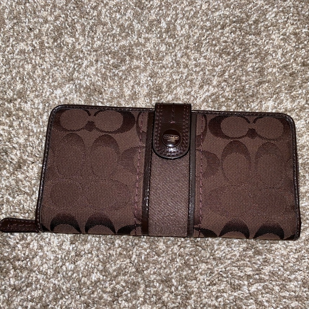Coach Chocolate Brown Signature Clutch